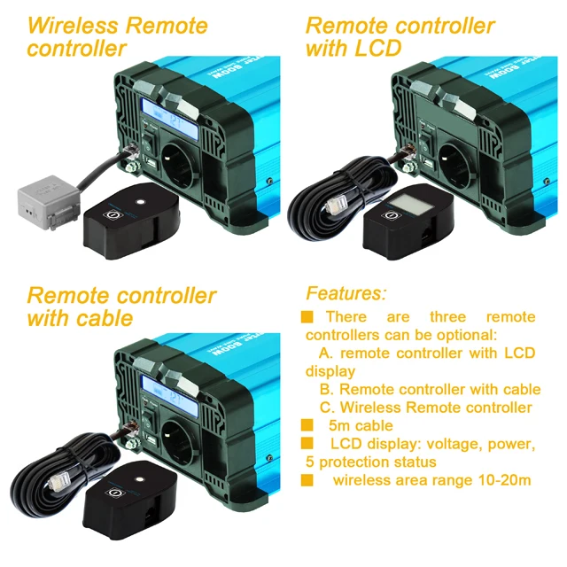 2KW Pure Sine Wave Off Grid Invertor 12V 220V 2000 watt Solar Power Inverter for Refrigerator TV  Lamp