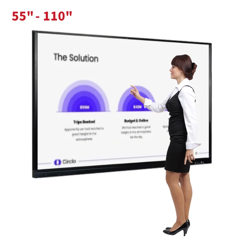 65 75 86 100 110 inch finger multi touch smart interactive flat panel LCD display meeting electronic interact panel board