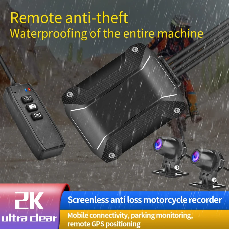 MOTO WiFi Motorcycle DVR Dash Cam 2K/1080P Full HD Front Rear View Waterproof Lens Motorbike Camera GPS Logger Recorder Box