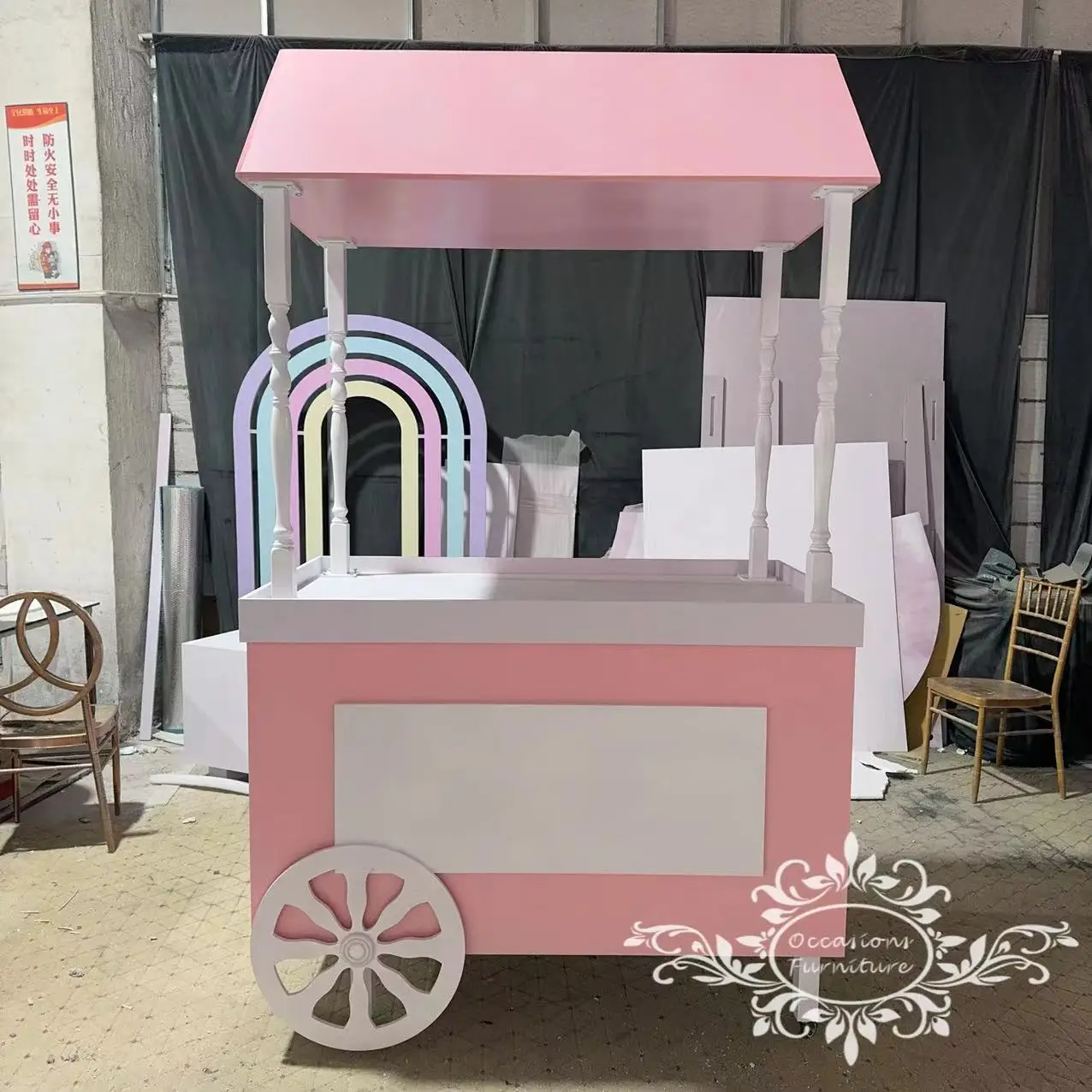 Pink White Cart Baby Shower Birthday Party Candy Sweet Cart Props