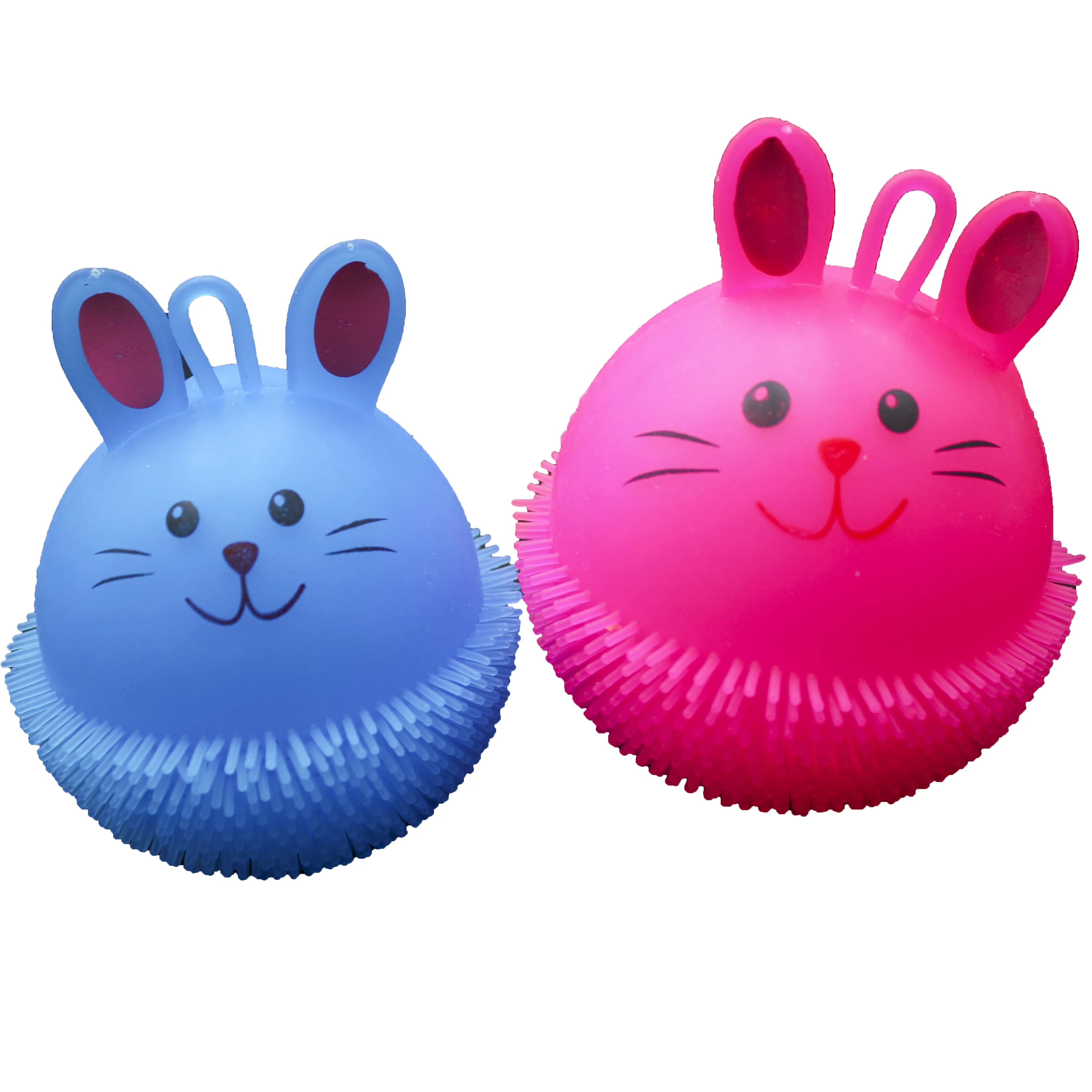 
Huayi TPR soft stress ball cute flashing rabbit puffer ball toy 