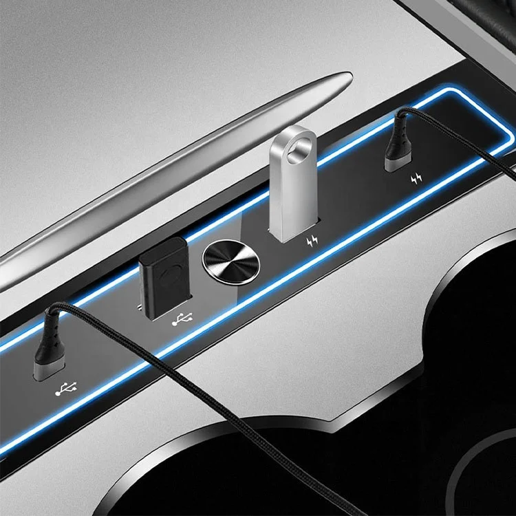 Creease 27 Вт быстрое зарядное устройство 3 USB концентратор интеллектуальная док-станция для центральной консоли Tesla модель 3/Y 2023
