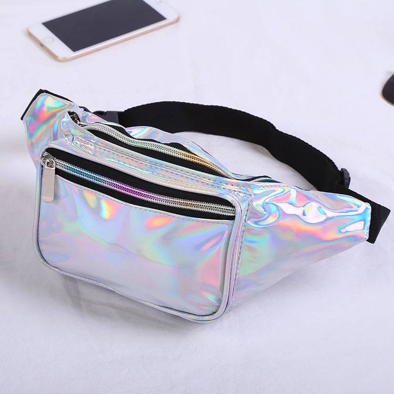 Holographic Fanny Pack Custom Waist Bag Money Phone Belt Bum Bag  Laser Adjustable Belt Party Sling Bag