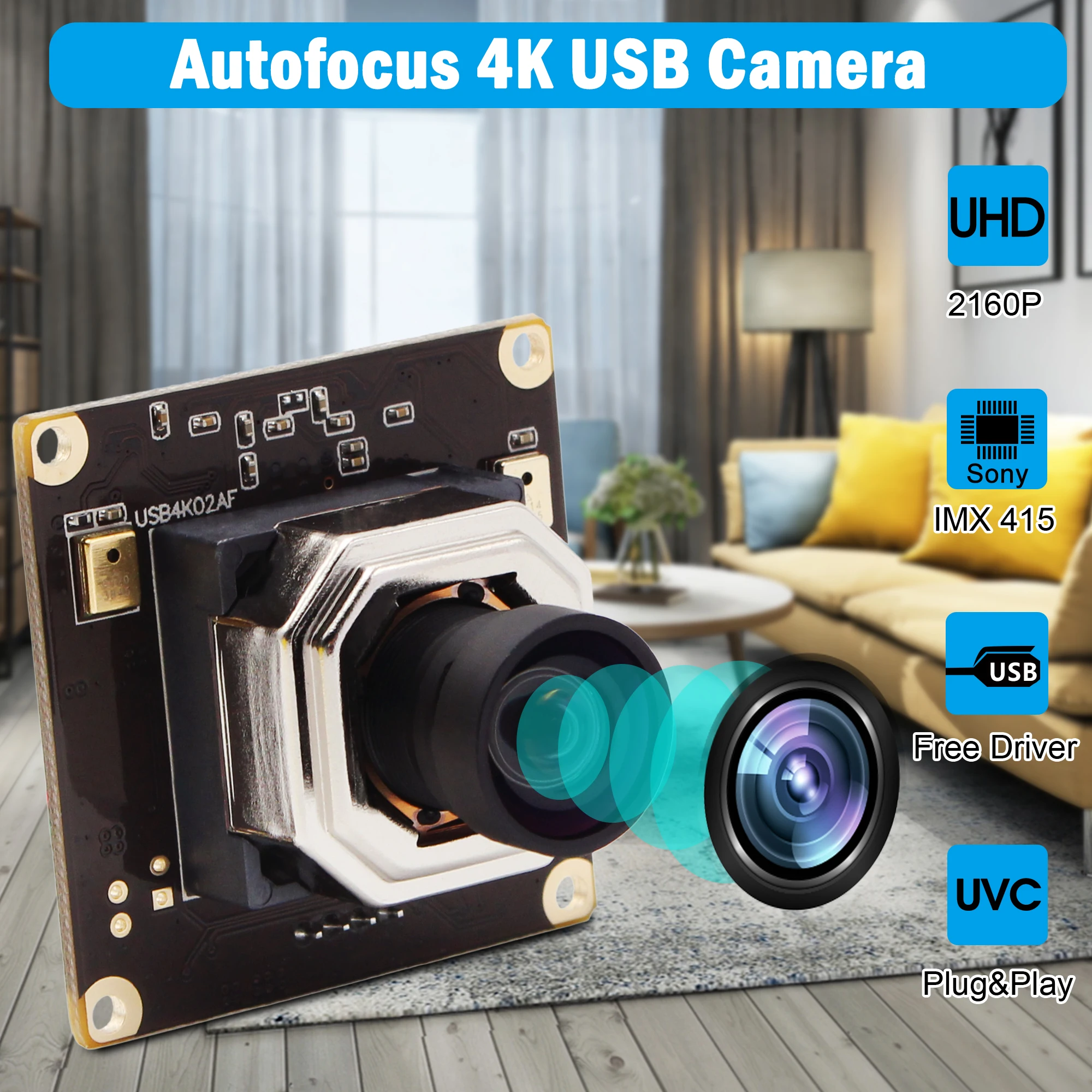 Модуль камеры CMOS IMX415 с автофокусом датчиком 4K USB для компьютера настольного ПК