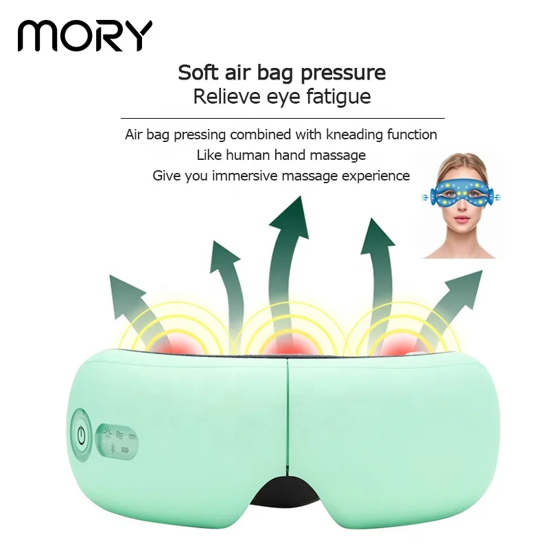 High Frequency Vibrating Warm Heated Air Pressure Wireless Vibrative Eye Massager With Music Eye Massager