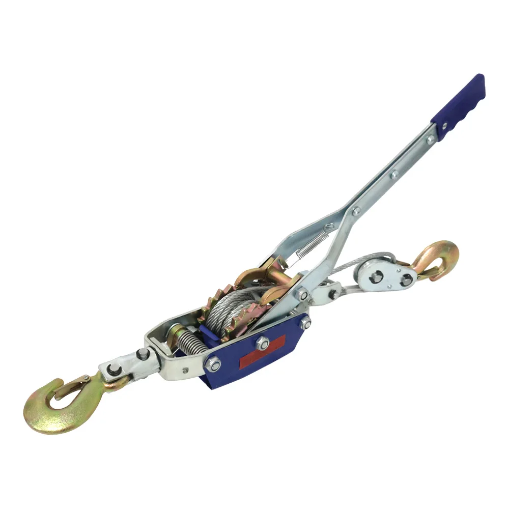 Factory Top Quality 2 ton wire rope hand pulling ratchet cable puller, power puller cable tightener 2 hooks with CE Certified