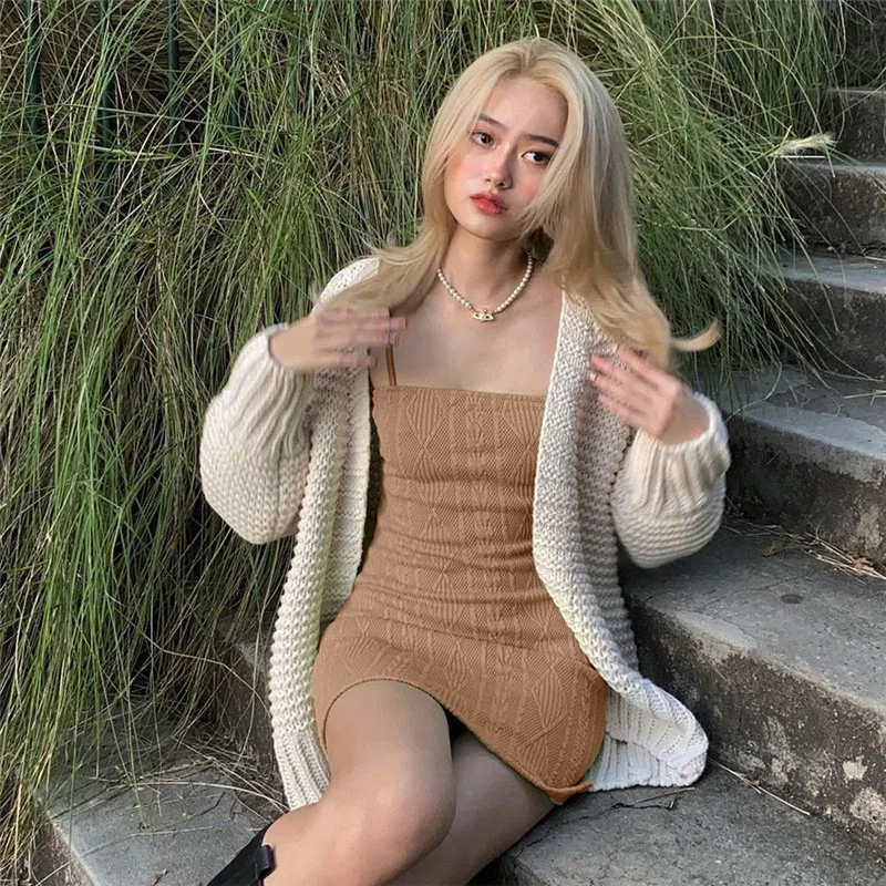 Hot Sale New Summer Basic Solid Color Sexy Sling Women Dress Rib Knit Elegant Plain Pattern Slim Hot Girl Lady Mini Dress