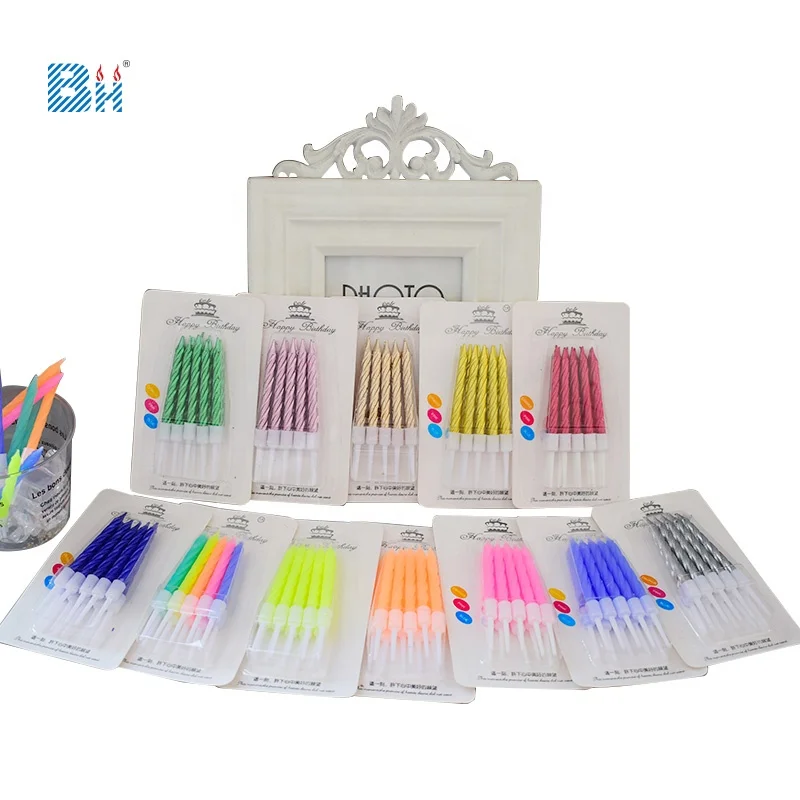 Wholesale  Manufacturer Unique Colorful Spiral Birthday Candle Cake Happy NEW    candle for Party