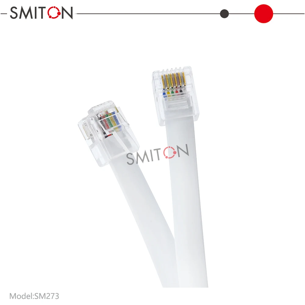 Customized 1m 1.5m Rj12 Cable 6p6c Telephone Jumper Cable 6p6c 6 Conductor Rj12 Telephone Cable