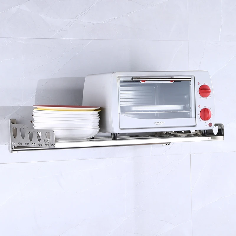 Wholesale multifunctional stainless steel wall-mounted kitchen microwave oven storage rack