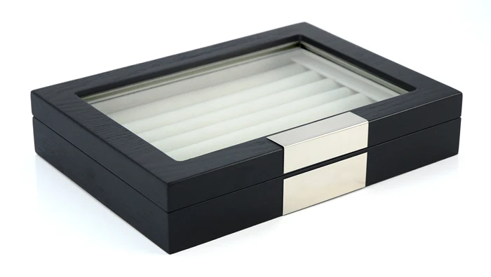Elegant 36 Pairs Black Wooden Cufflink Display  Box Jewelry Organizer for Man and Woman Hold Rings Earrings