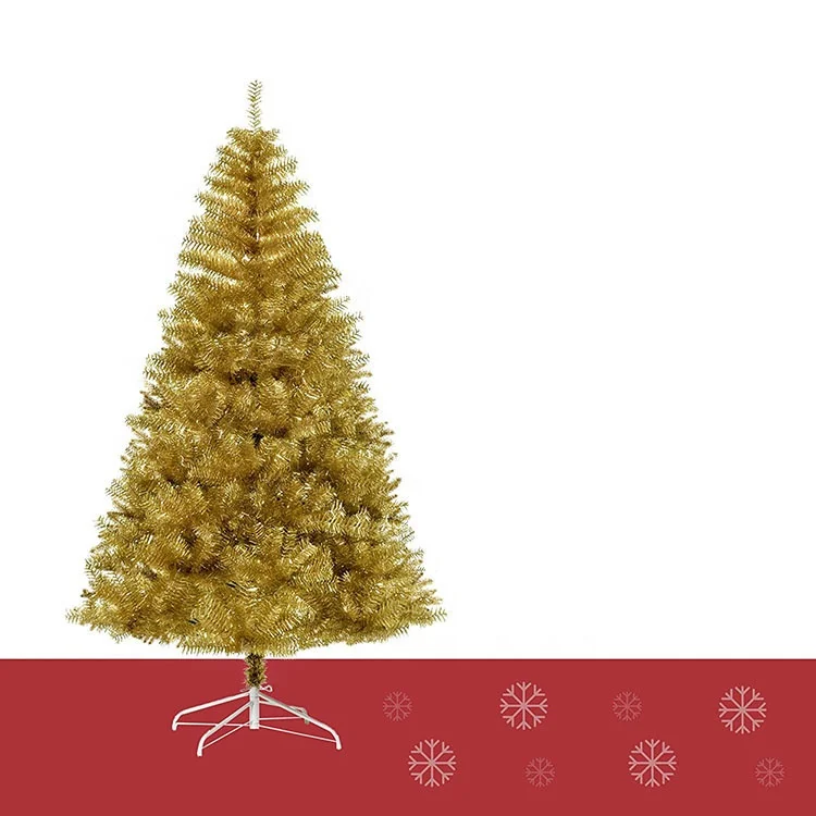 Wholesale high quality 6ft pet tinsel artificial christmas tree gold