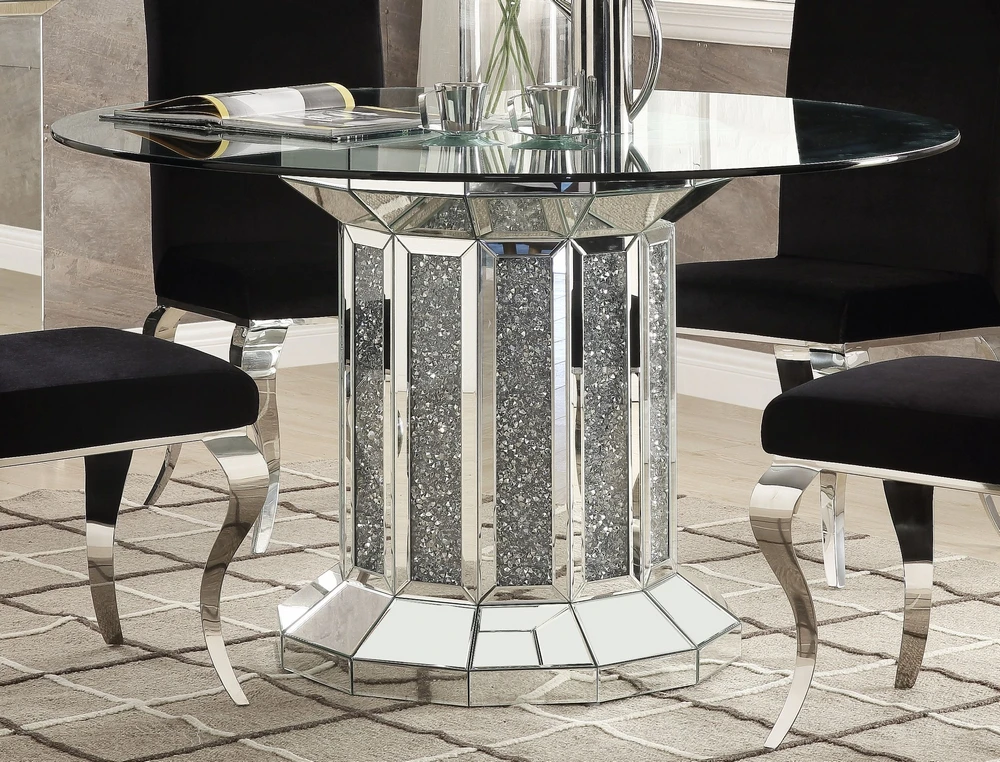 Dinning Room Furniture European Style Round Mirrored Dining Table
