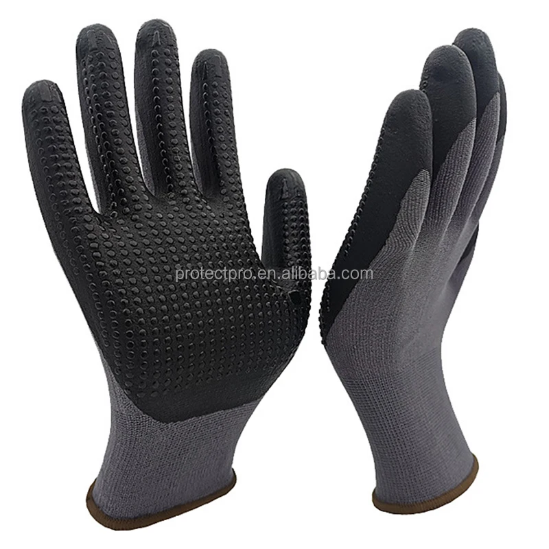 Gardening Gloves for Women Worker Nylon Spandex Nitrile Foam PVC Dotted Safety Work Gloves