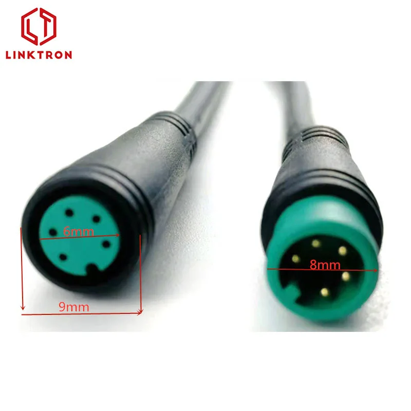 M8 pcb waterproof connector M8 6pin power connector M8 6pin power cable connector