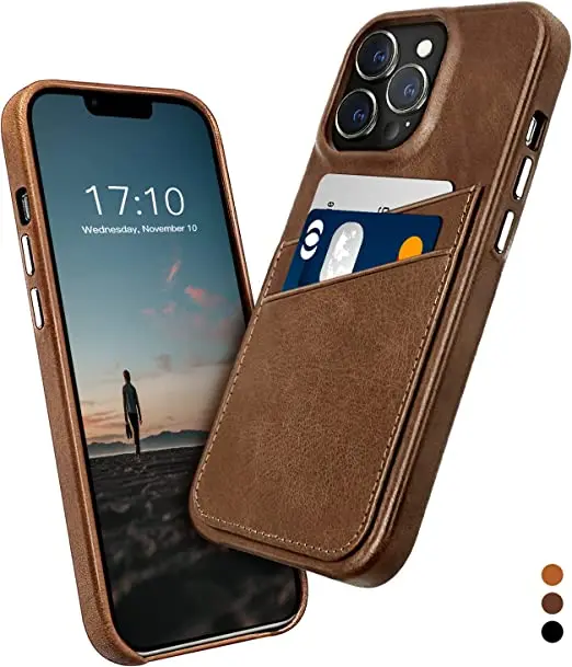 Дизайнерские чехлы для телефонов из натуральной кожи сотовых с отделением карт iPhone 13 Pro Max