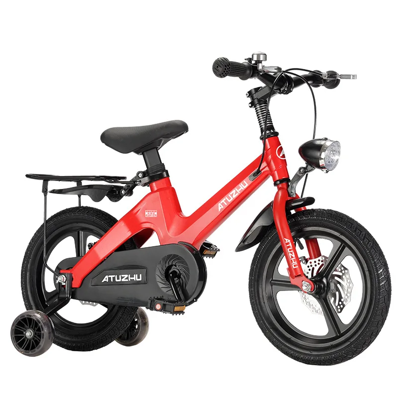 Children magnesium alloy bikes disc brake LED light bicycles 20 inch 22 inch scooter with auxiliary wheel
