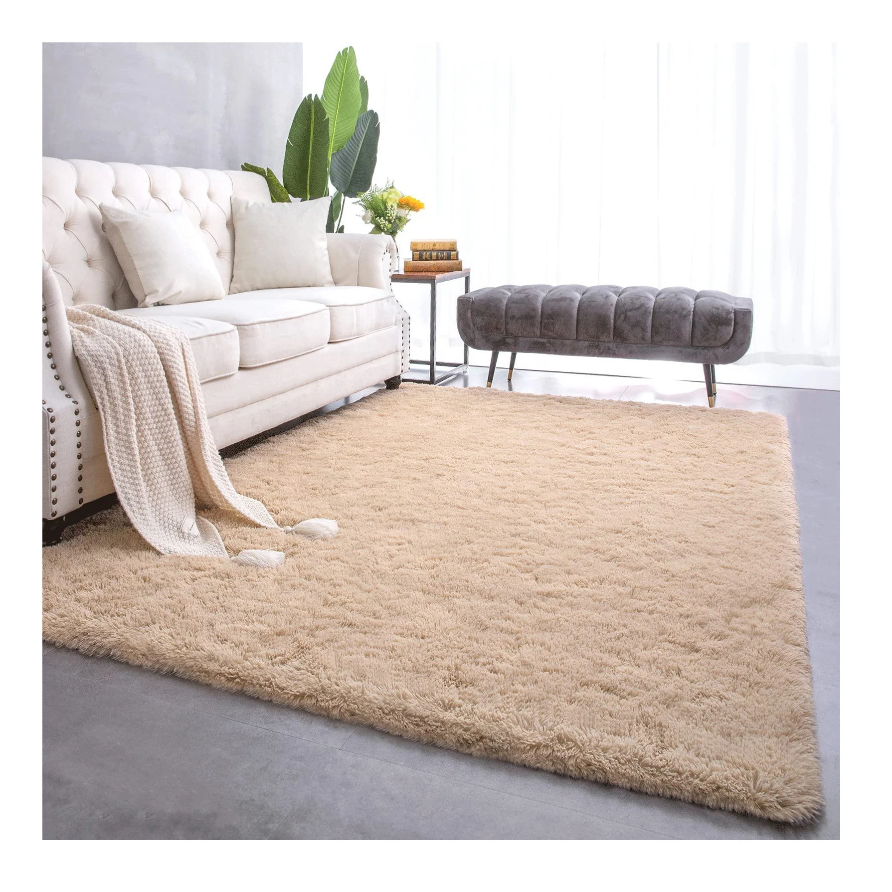 Custom Fluffy Shaggy Area Rugs for Bedroom Shaggy Baby Crawling Carpet Plush Living Room Carpet Fuzzy Rugs for Kids Room