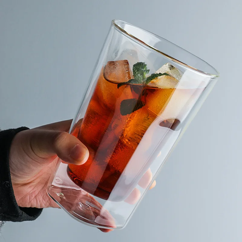 Hot Sale Borosilicate Clear Drinking Double Wall square Glass Tea Cup