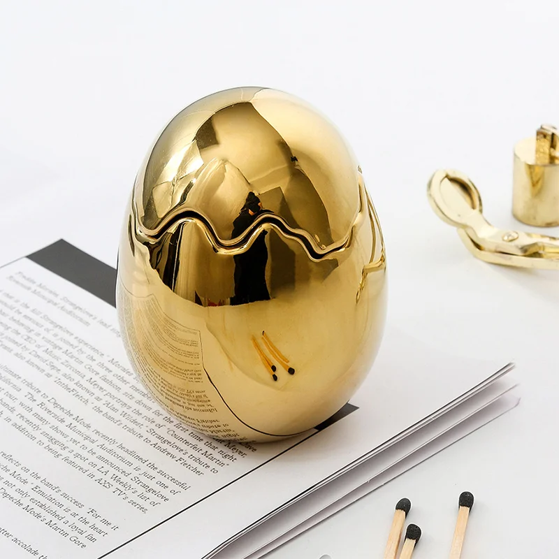 Silver Egg Shape Ceramic Candle Jar Ready to Ship