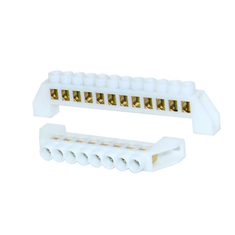Bridge Design Zero Line White 5P 7P 10P12P Screw Brass Copper Grounding Strip Earth And Neutral Terminal Block Connector