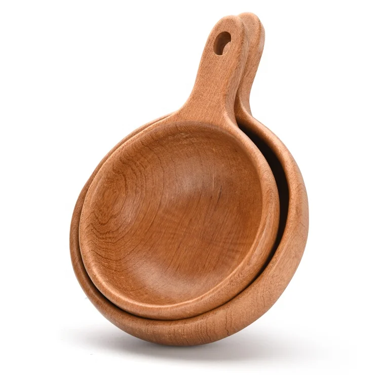 Home Decor Customizable Hand Crafted Dough Japanese Large Acacia wooden Salad Serving Bowl Set