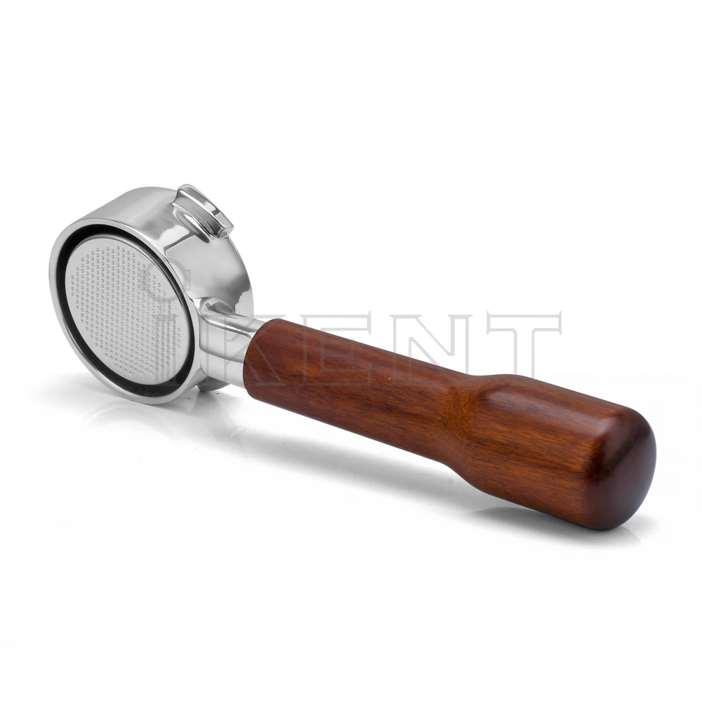 Three Wedges Bayonet Mount portafilter 54mm wood compatible coffee espresso Breville Delonghi Sage Naked Bottomless Portafilter