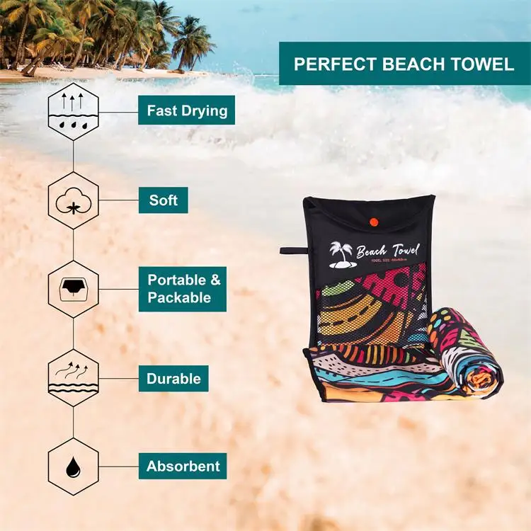 Custom Logo Large Over Sized Jacquard Printed Beach Towels Double Side Fleece Beach Towels