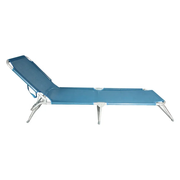 Outdoor Adjustable Backrest Folding Aluminium Portable Beach Sun Bed Lightweight Beach Loungers Bed