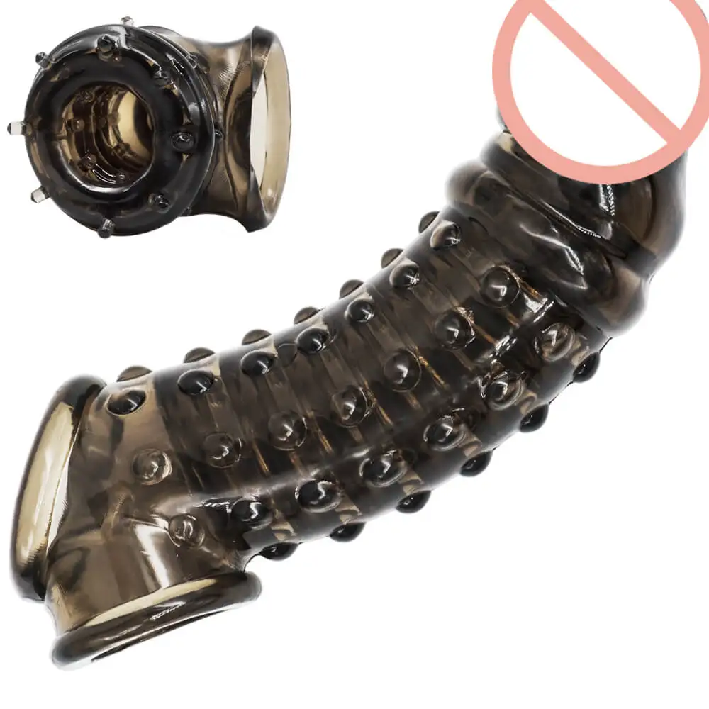 XIAER OEM/ODM black penis enlargement crystal condom factory outlet Medical thermoplastic elastomer materials penis sleeve