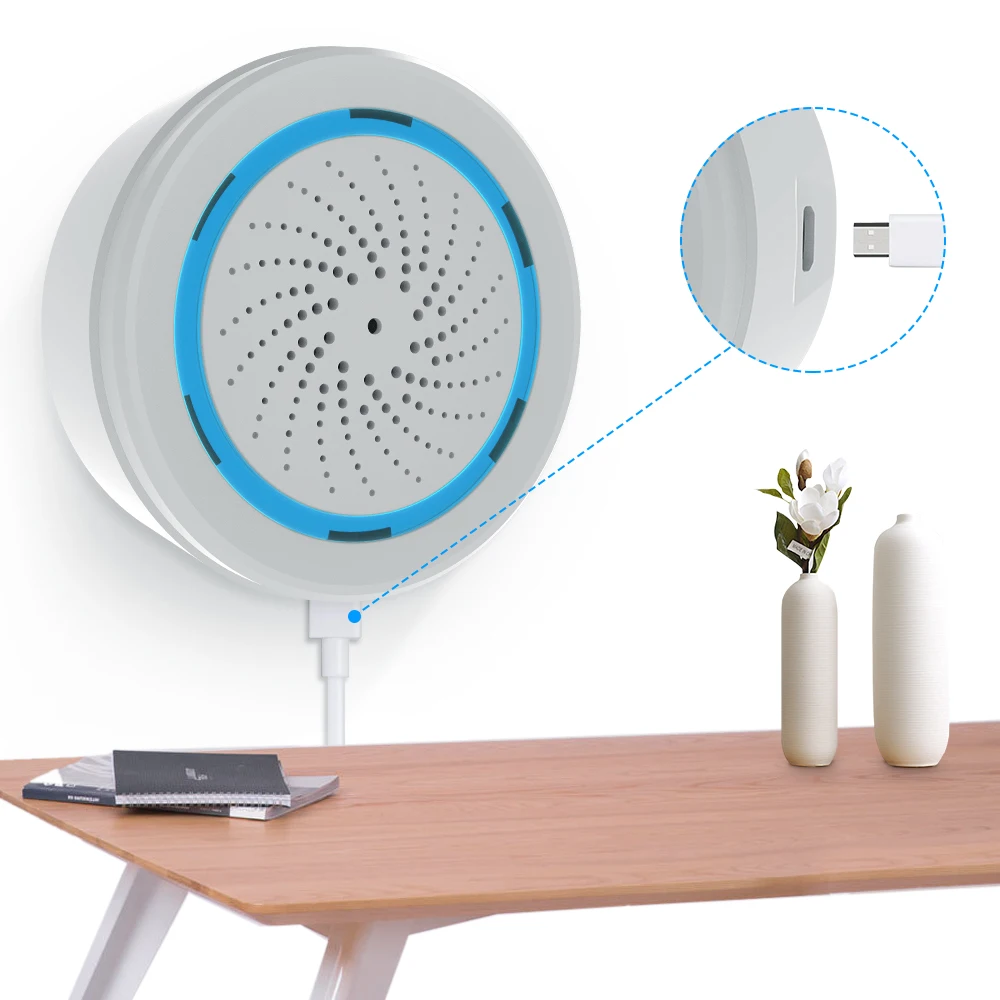 Home security smart wifi alarm sirene 220v with usb power supply