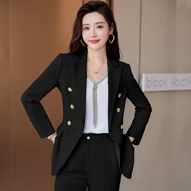 Rose Red Female Suit Jacket for Spring and Autumn New Professional & Leisure Host Wear with Button Decoration for Office