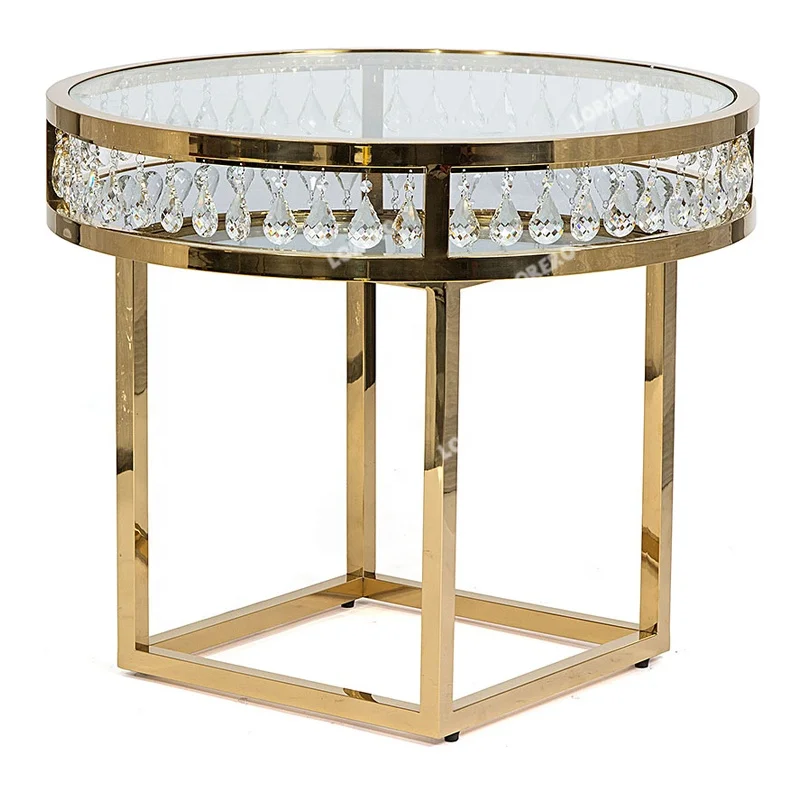 Luxury hotel furniture wedding style stainless steel dinner  golden  sliver  round table set