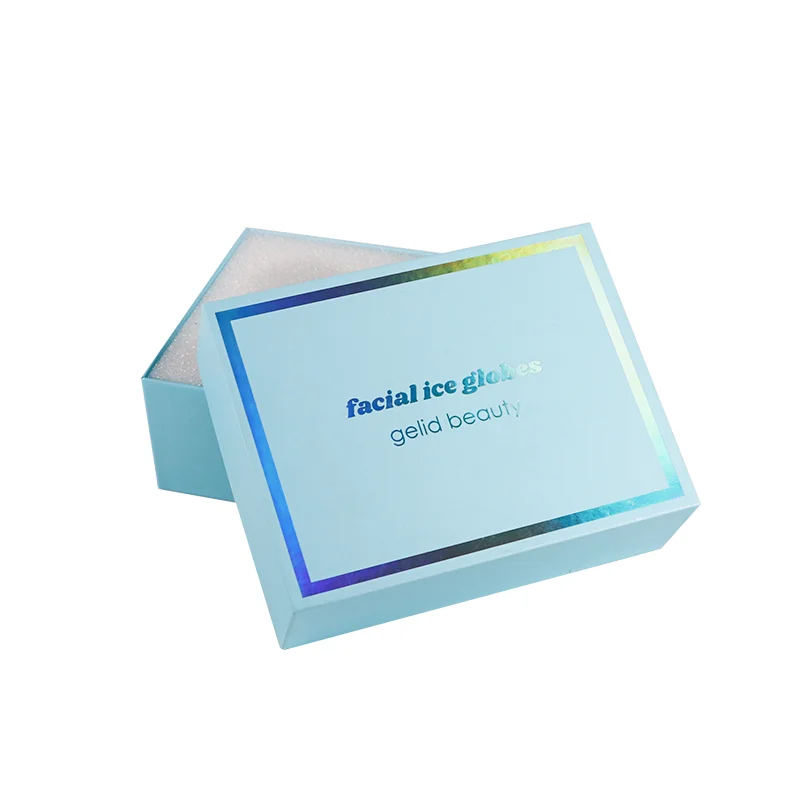 custom printing holographic logo rigid cardboard beauty equipment facial massage tool packaging paper box with sponge