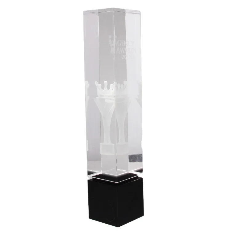 New Cheap Unique Customized 3D laser Glass Cup  Crystal Trophy Award