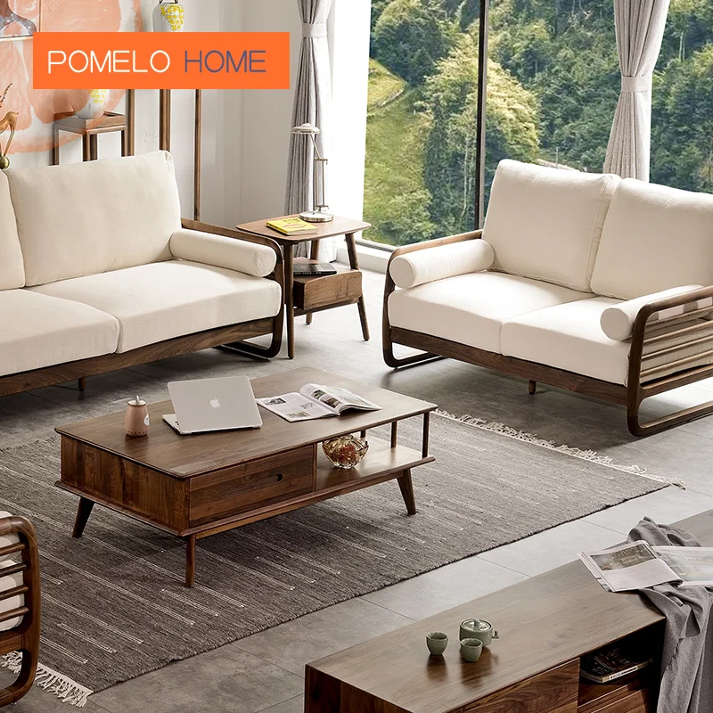 Pomelohome Imported North American black walnut single person sofa household living room supplies are hand-polished