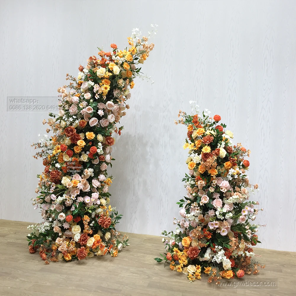 GNW Hot Sale Wholesale Decorative Silk Flower Supplies Artificial Roses Events Wedding Heart Shaped Frame Backdrop