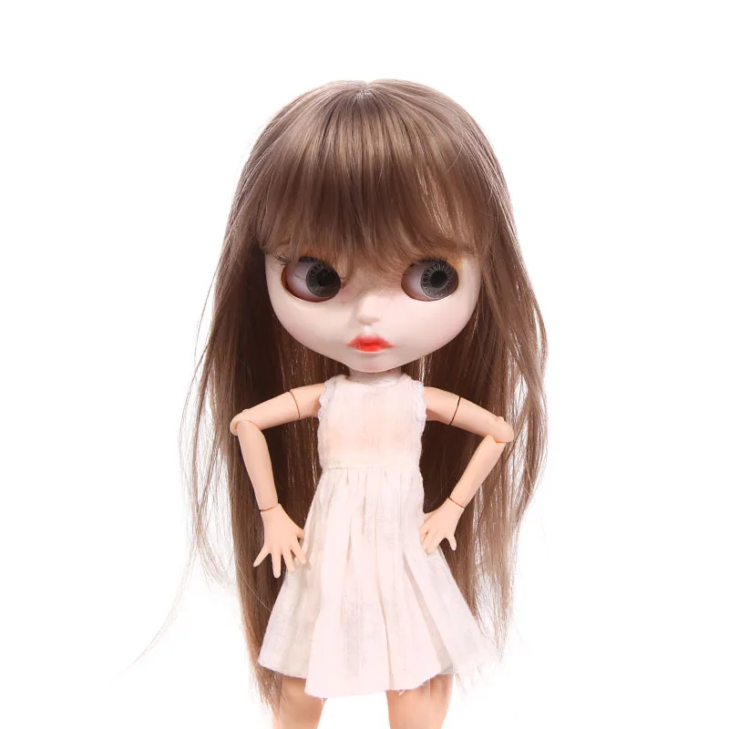 factory price brown straight blythne doll wig heat temperature fiber quality bjd wig