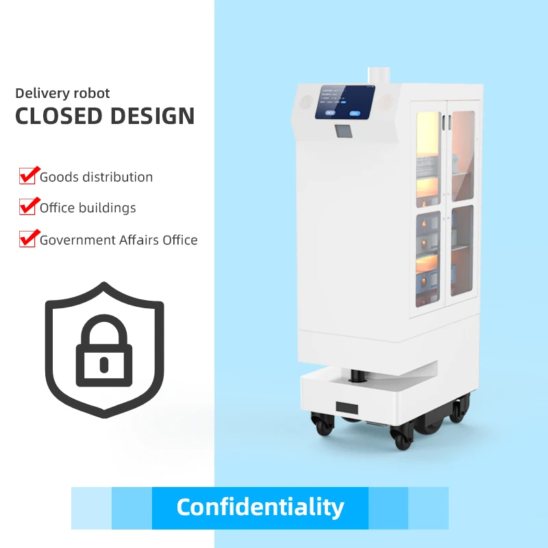 Autonomous Delivery robot New Style Intelligent Robot Take The Elevator Autonomously Acrylic Door Food Service Robot