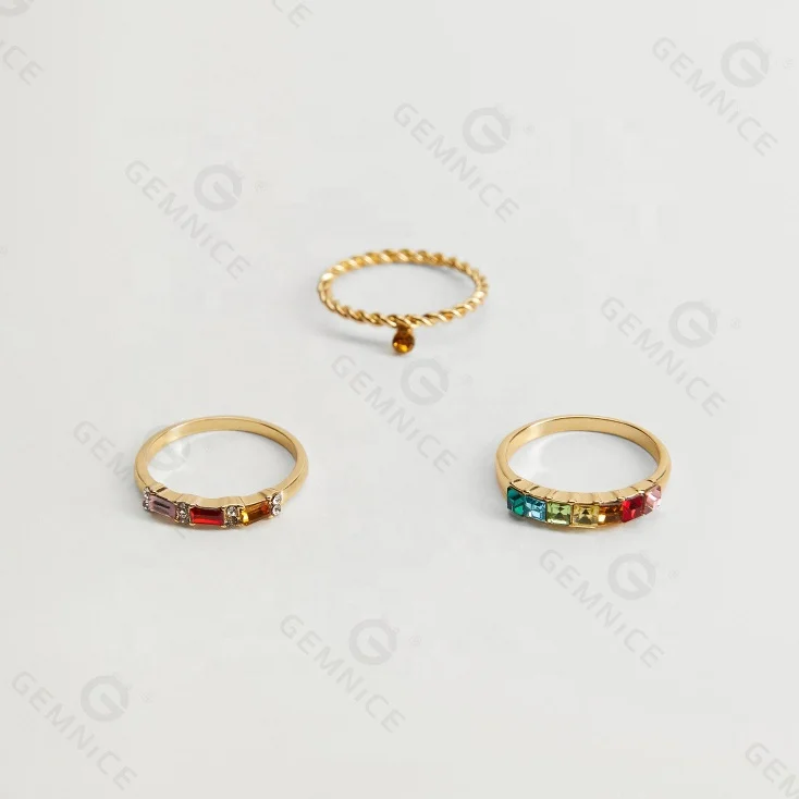 Gemnel 925 sterling silver 14k gold plated zircon color rainbow sapphire ring for women