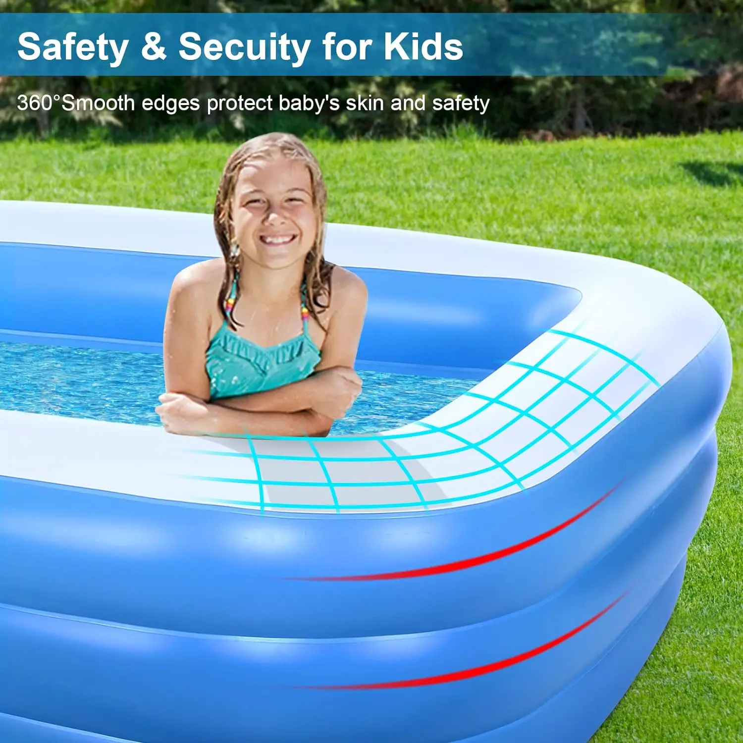 New Design Thickened Kids Swimming Pool Garden Backyard Lounge Pool Outdoor Big Inflatable Family Swimming Pool For Kids