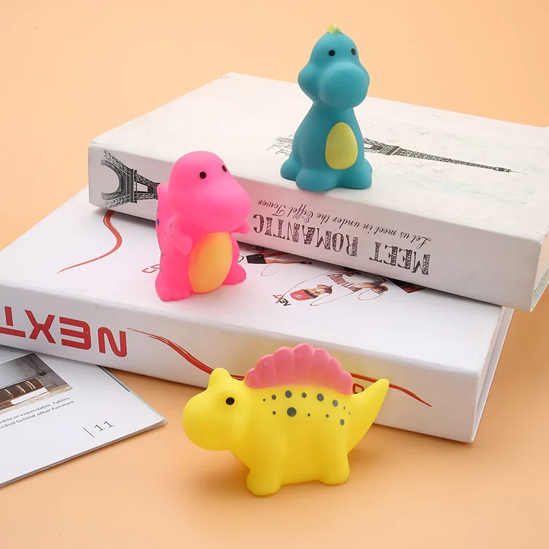 5 Pack Colorful Rubber Dinosaur Bath Toy For Toddlers Infants Kids Grasp Squeeze Squeaky Pool Float Tub Toy