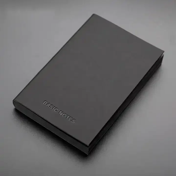 All Black inner page custom soft leather notebook A5 custom logo pu cover black leather notebooks