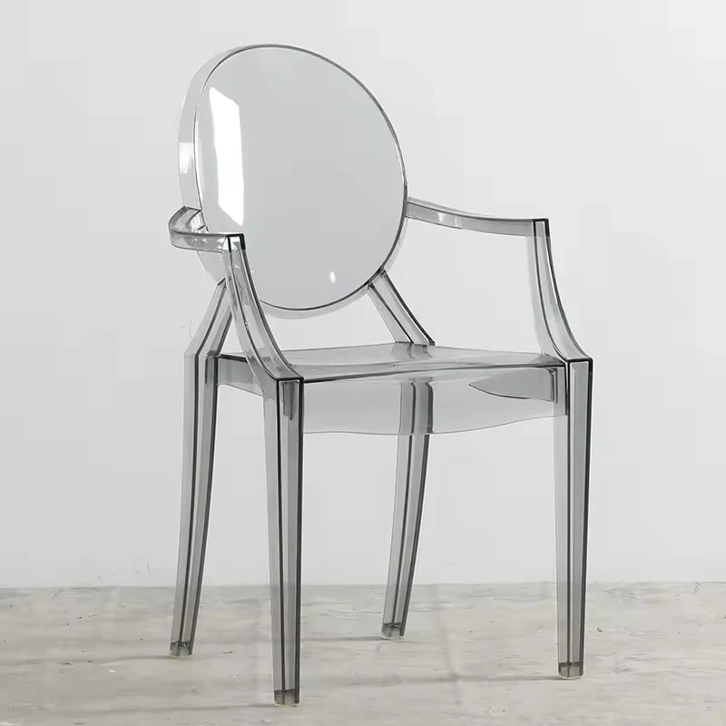 Wholesale Cheap Modern Dining Plastic Armrest Hotel Chaise Transparent Clear Ghost Chair