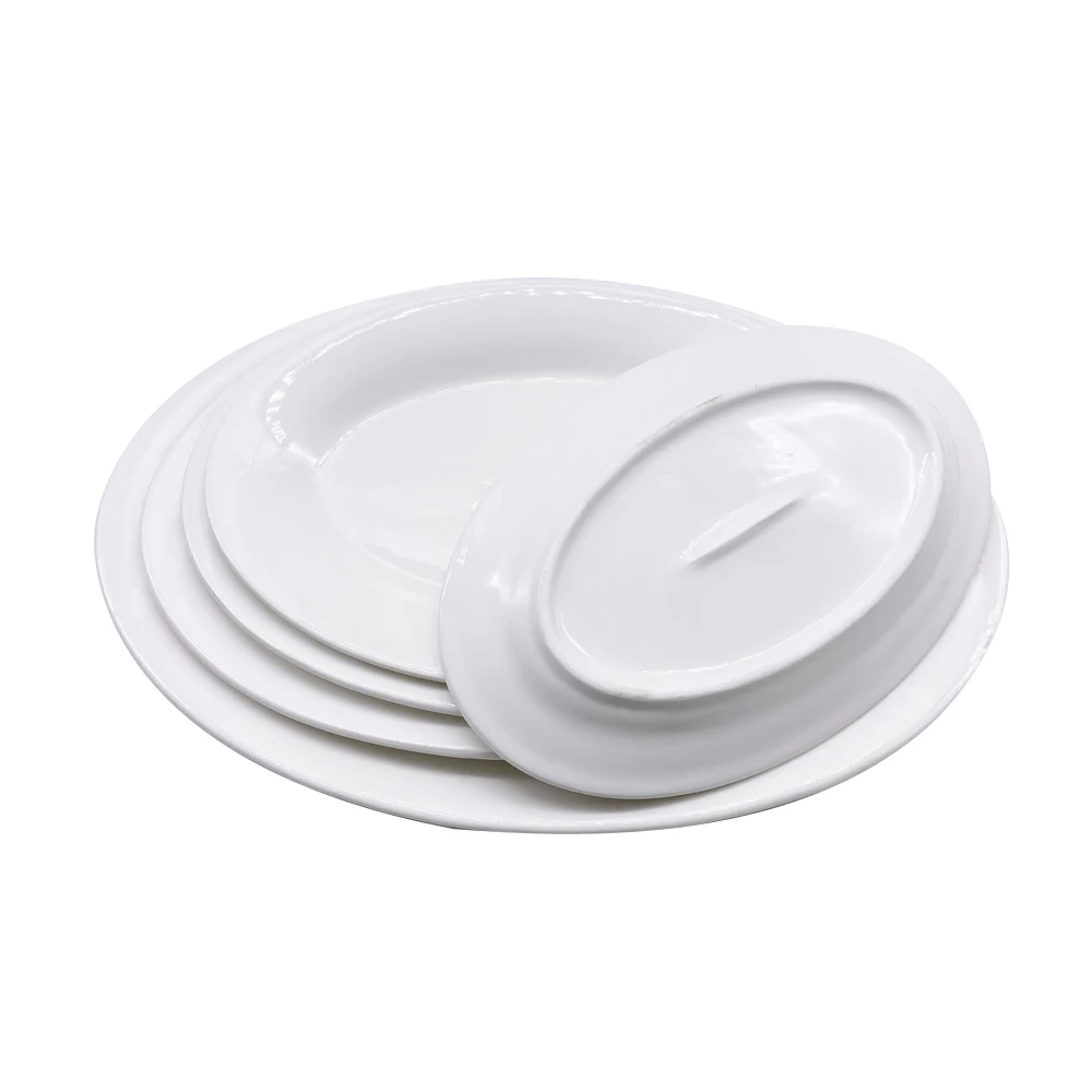 9' 10' 11' 12' 14' 16' 18' 20' 22' Inch Magnesia Fish Oval Plate White Porcelain Oval Plate