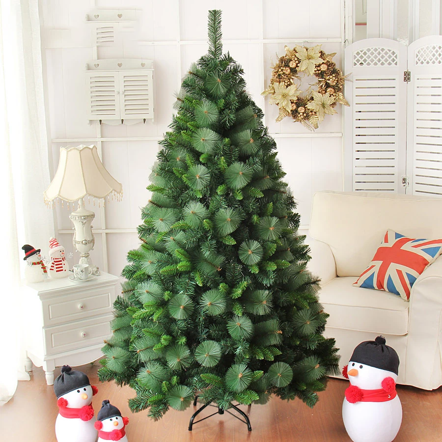Xmas PE PVC Mixed Artificial Christmas Tree white Snowflakes For Holiday With Pine Cone Decorated