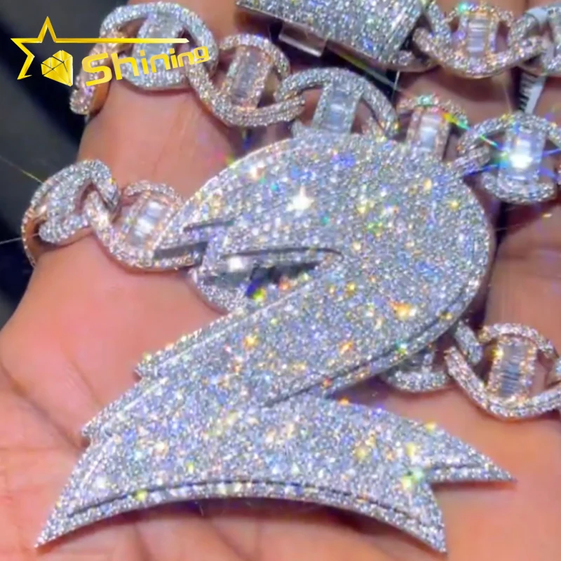 Factory Custom Iced Out VVS Moissanite Lab Diamond Hip Hop Logo Name Pendant Pass Diamond Tester Men silver Jewelry