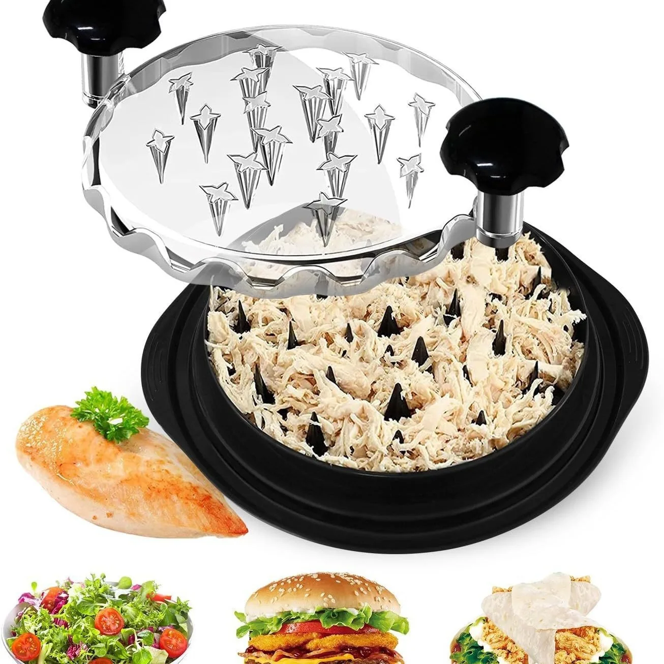 Multi-functional Cooked Meat Slicer Home Separator Food Machine Pork Chicken Beef Shredder Tool Twist Mincer with Visible Lid