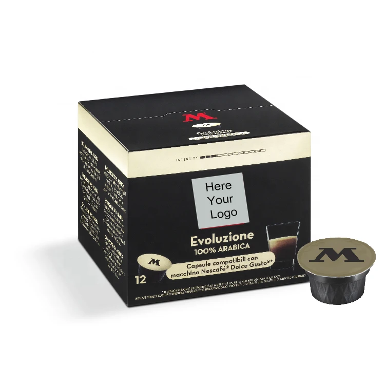 
Evoluzione 12 Capsules Compatible Dolce Gusto - Coffee 100 Arabica Capsule Ground Coffee 