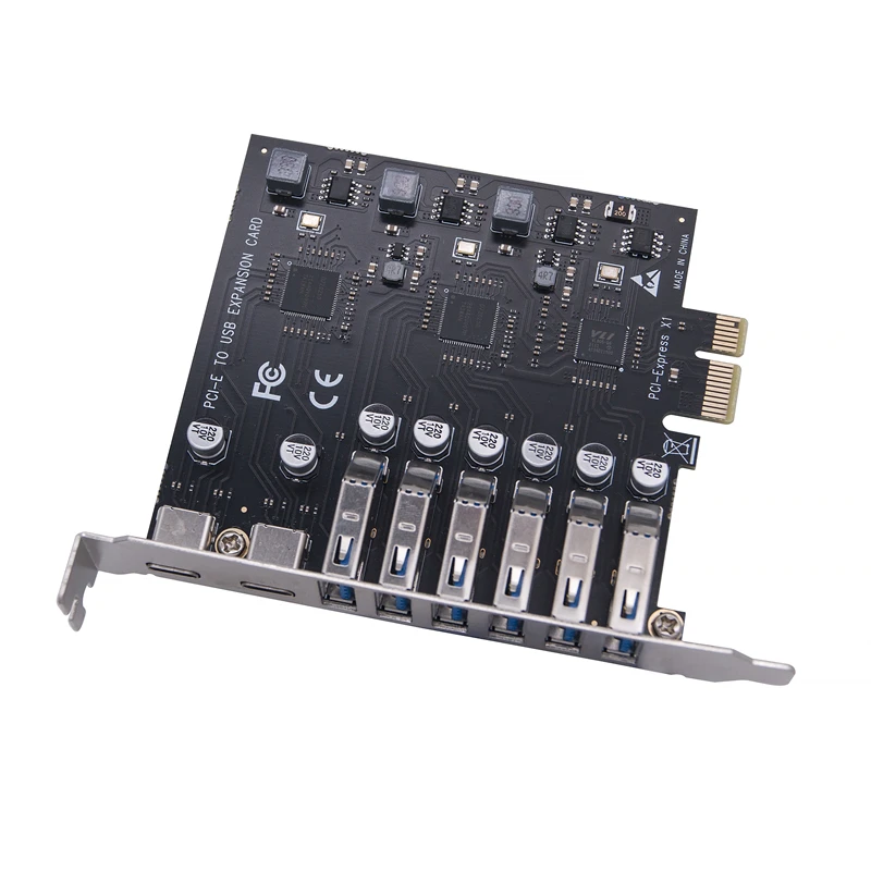 8 Ports PCIE Usb 3.2 Card 6 USB 3.2 PCI-E Expansion Card Type C (2) USB3.2 (6) PCI Express Adapter HUB Controller Card
